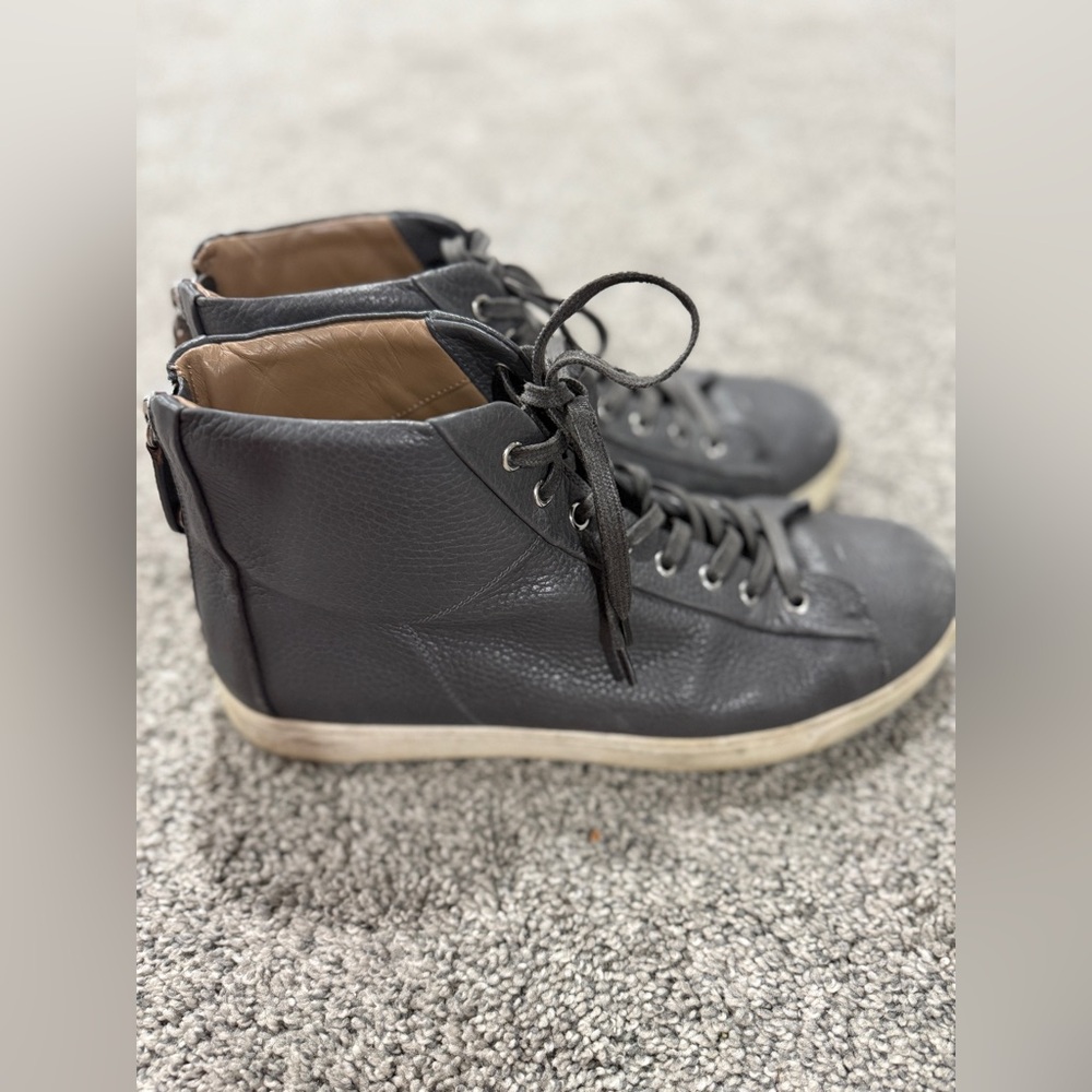 Men's Gianvito Rossi Black Leather High Top Sneakers Size EU 44 - Picture 2 of 8